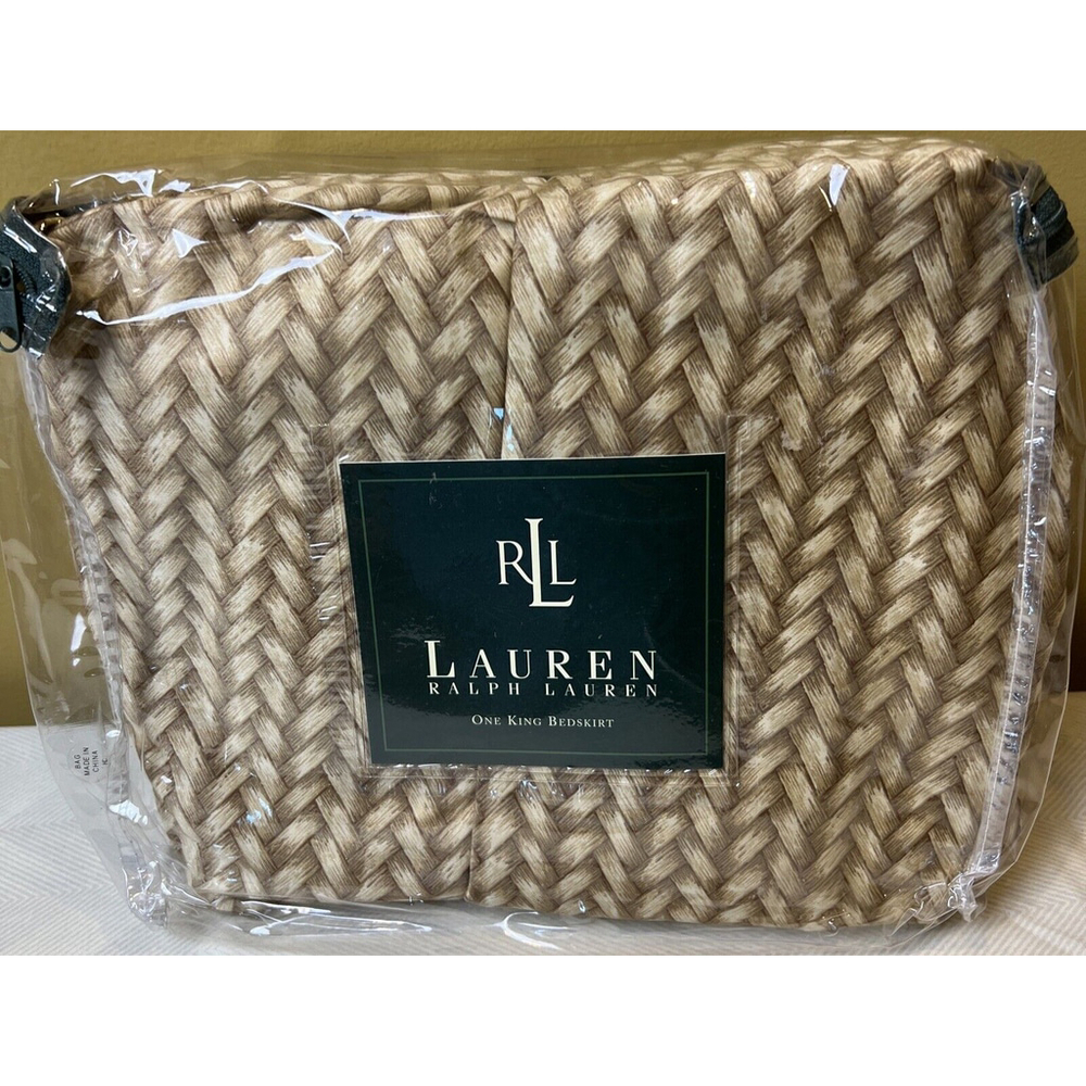 Ralph Lauren Desert Plains Wicker Sand Brown King Bed Skirt Southwestern New Vtg